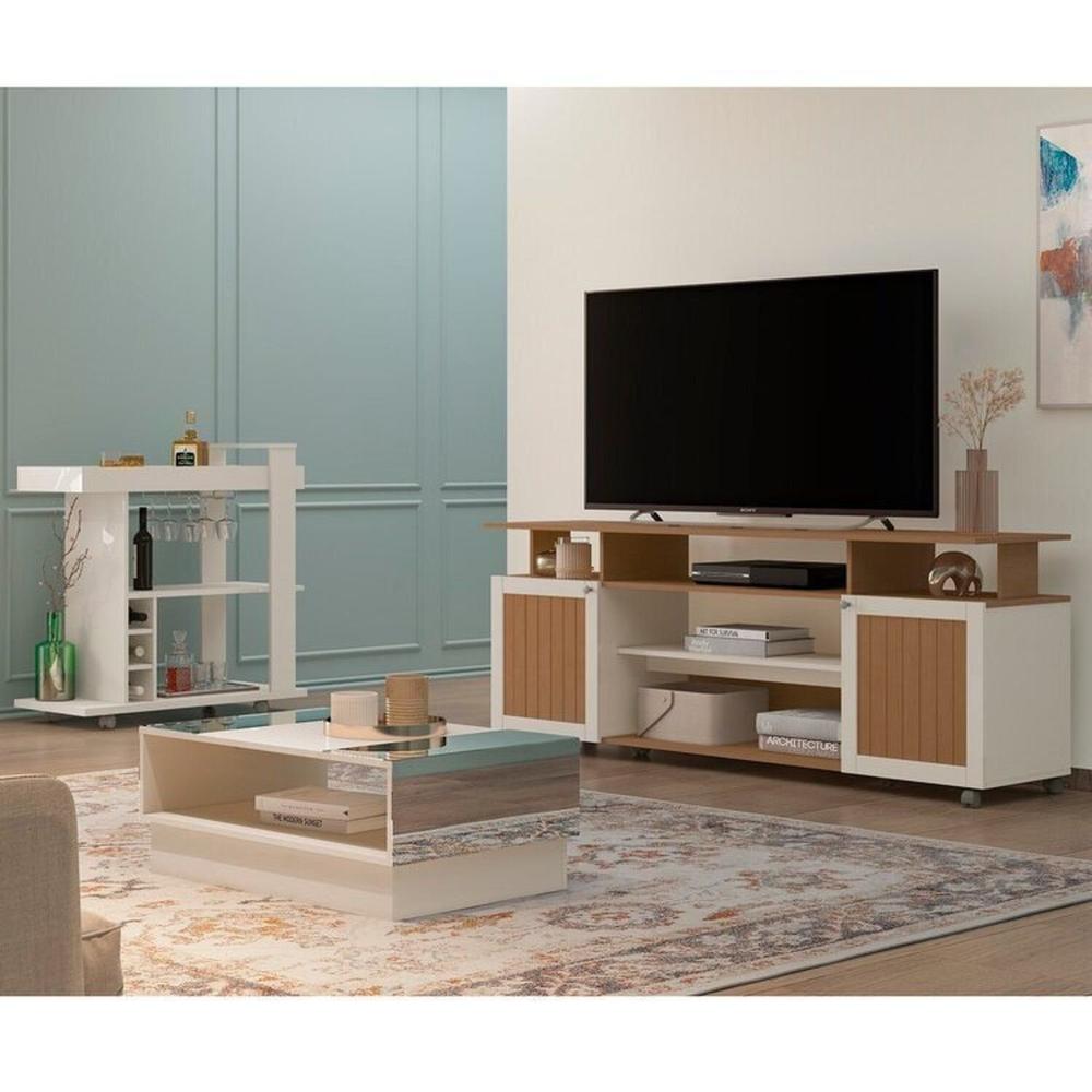 Miniatura Kit para sala de estar Rack e Bar e Mesa de Centro Ipanema Cinamomo/Off White