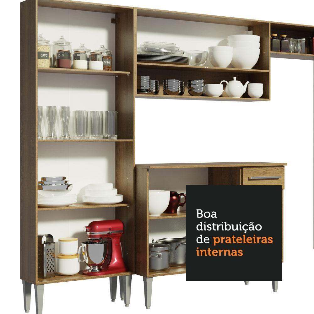 Armário De Cozinha Compacta 165cm Com Pia Rustic Emilly Madesa 06 Rustic