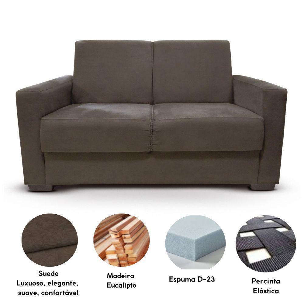 Miniatura Sofá Estofado 2 Lugares Sala Estar Recepção Lavínia Suede Cor:marrom