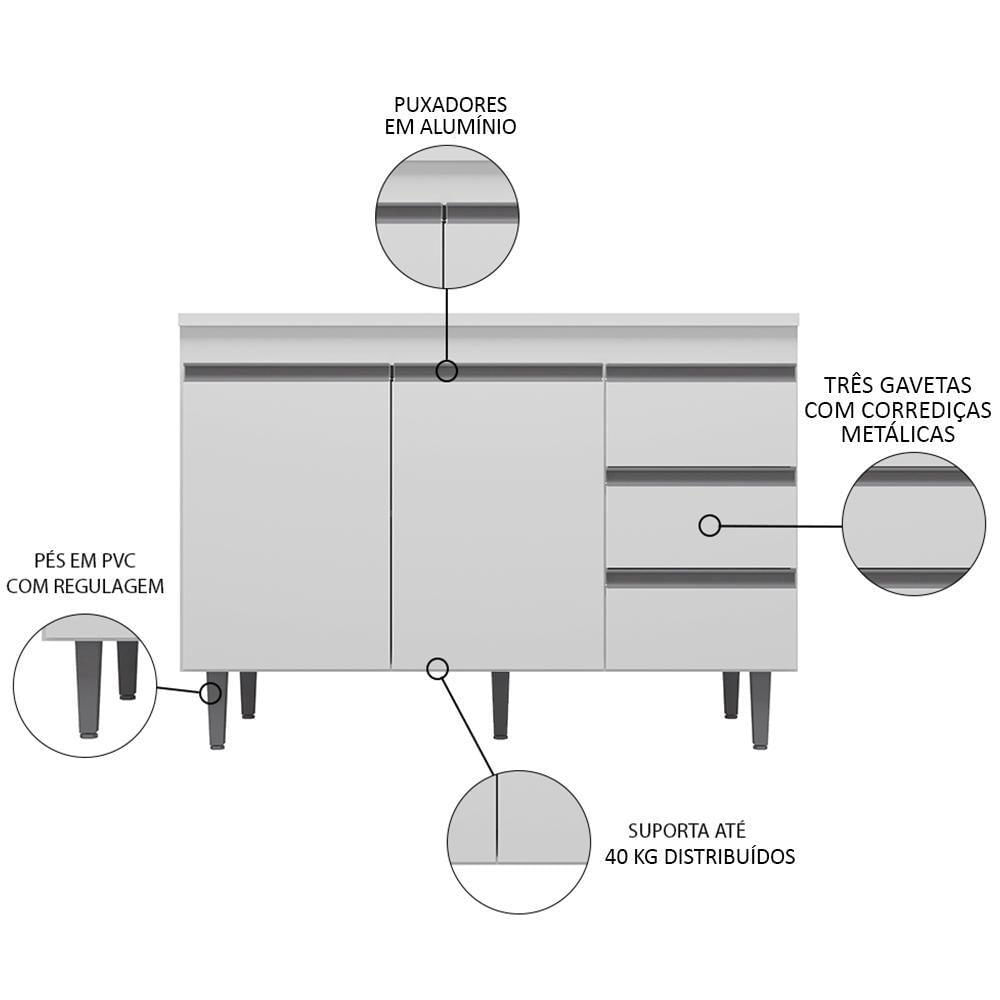 Miniatura Balcão Gabinete Para Pia 100cm Com Tampo 2 Portas Andréia Branco - Ajl Móveis