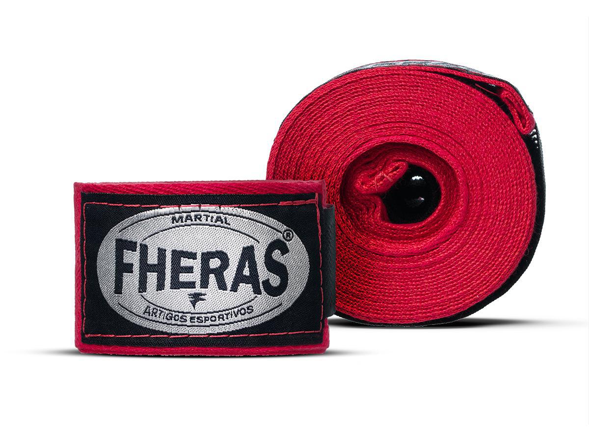 Kit Muay Thai Luva Bandagem Caneleira Bolsa Vermelha 08Oz
