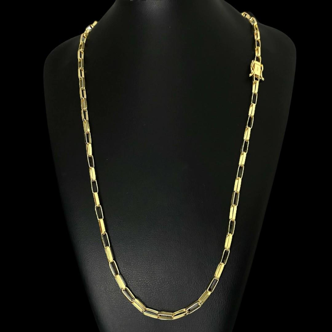 Miniatura Cordão Tijolinho Alongado 5Mm - Banhado A Ouro 18K