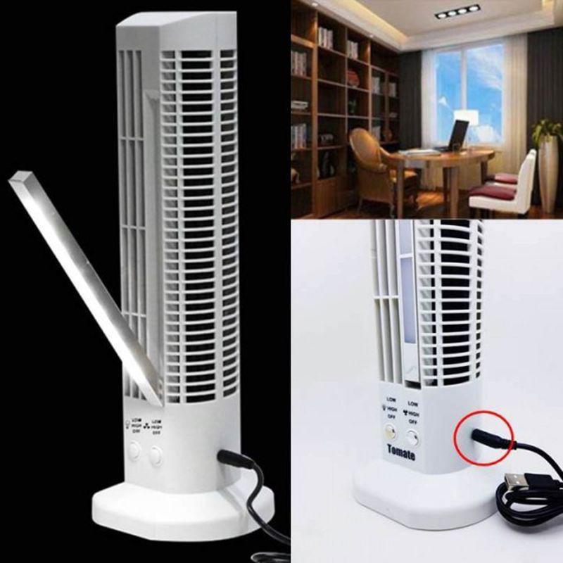 Mini Ventilador Abajur Vertical Torre Usb Mesa Branco