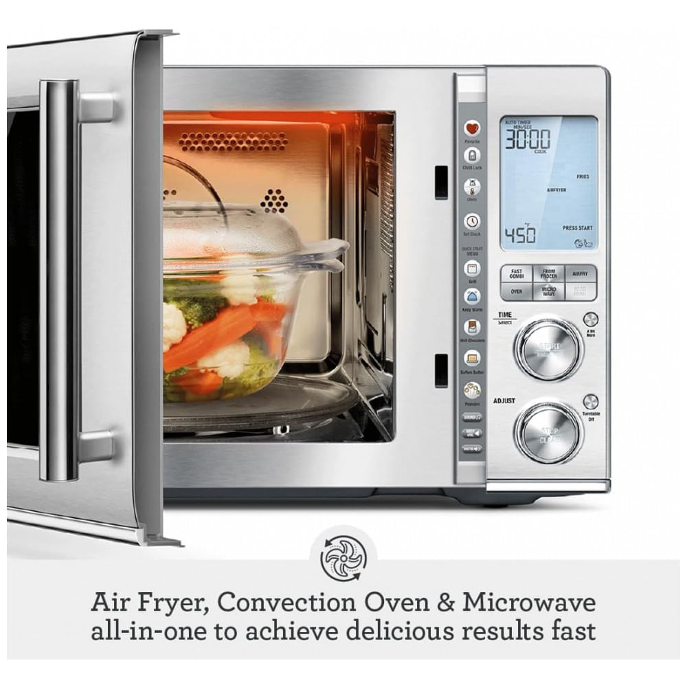 Miniatura Micro Ondas 3 em 1, 31 Litros em Aço Inoxidável Escovado, 110V 1400W, Breville, Prata