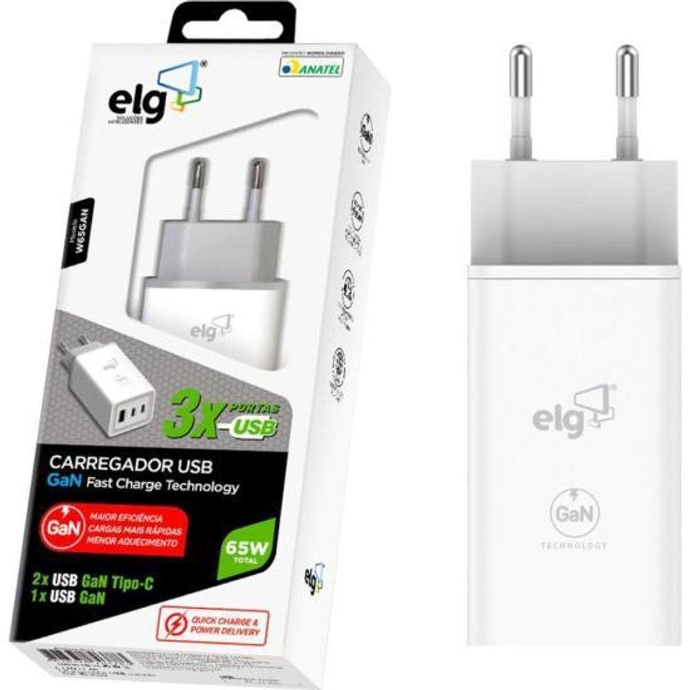 Miniatura Carregador Usb W65gan 3 Saídas 3a Elg [f002]