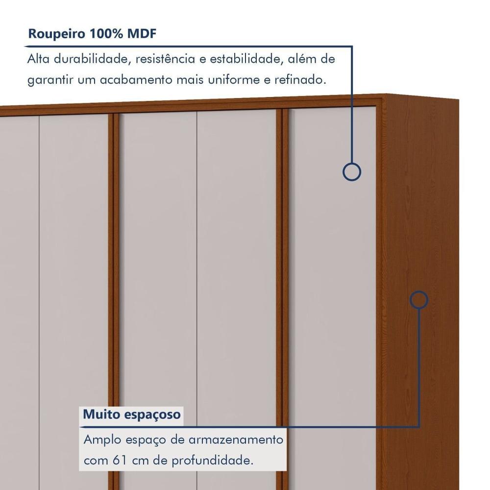 Guarda-roupa 8 Portas 6 Gavetas 100% Mdf Ergon Frassino/Off White