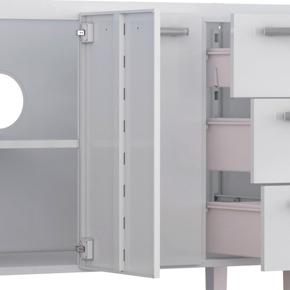 Balcão para Pia de Cozinha 180cm 4 Portas 3 Gavetas Vênus Cozimax Branco