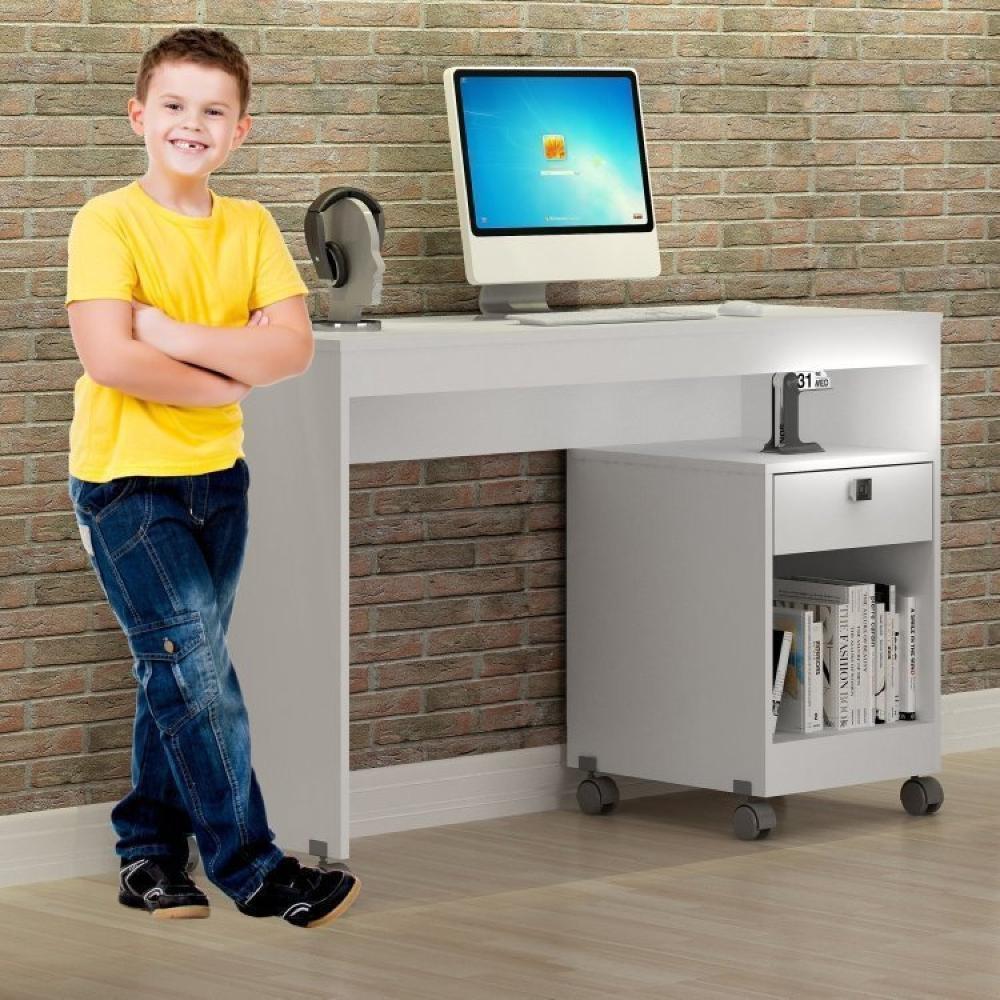 Conjunto Mesa para Computador Giga e Armário Multiuso 2 Portas Natal Branco