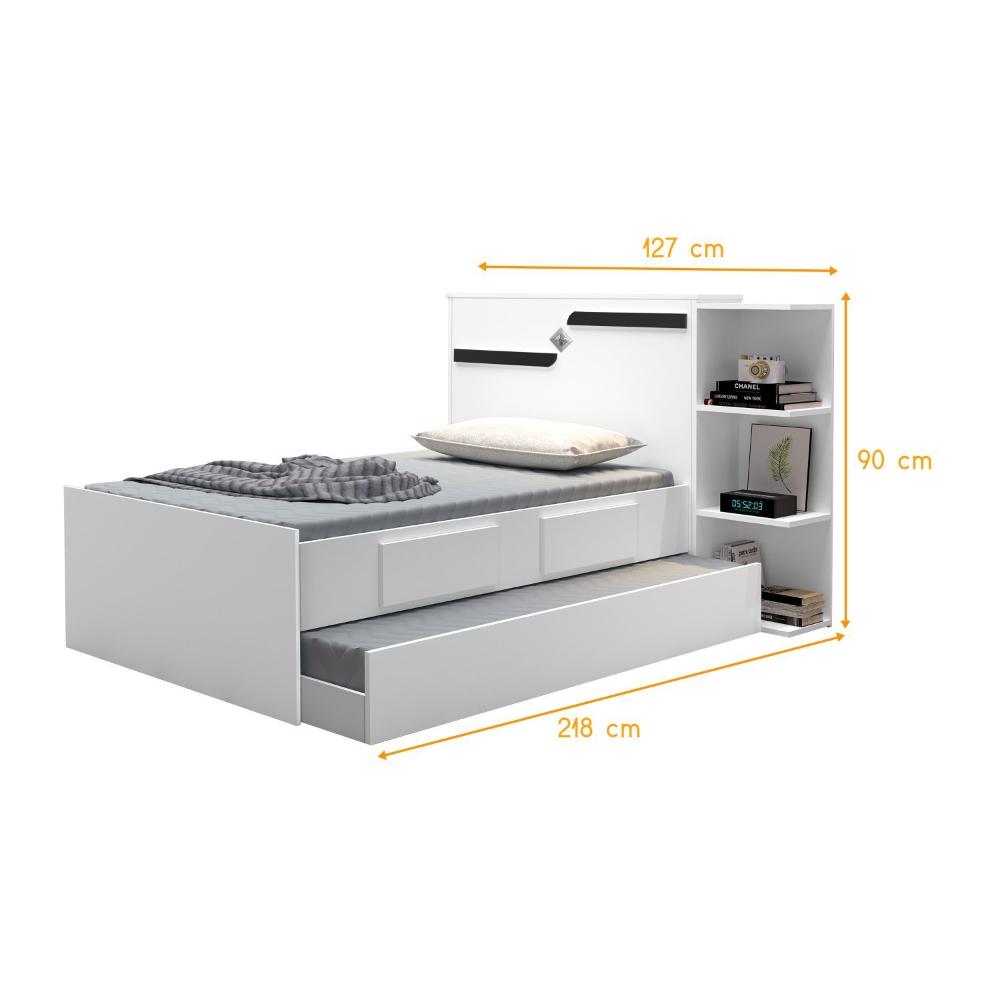 Bicama Baú Solteiro 2 Gavetas Iris J&A Móveis Branco