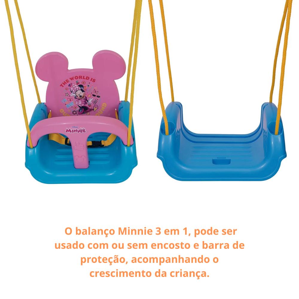 Miniatura Balanço Infantil Minnie 3 em 1 Disney Encosto Regulável