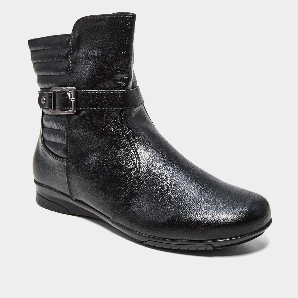 Miniatura Bota Mooncity Fivela Lateral Cano Médio Feminina Preto - 34