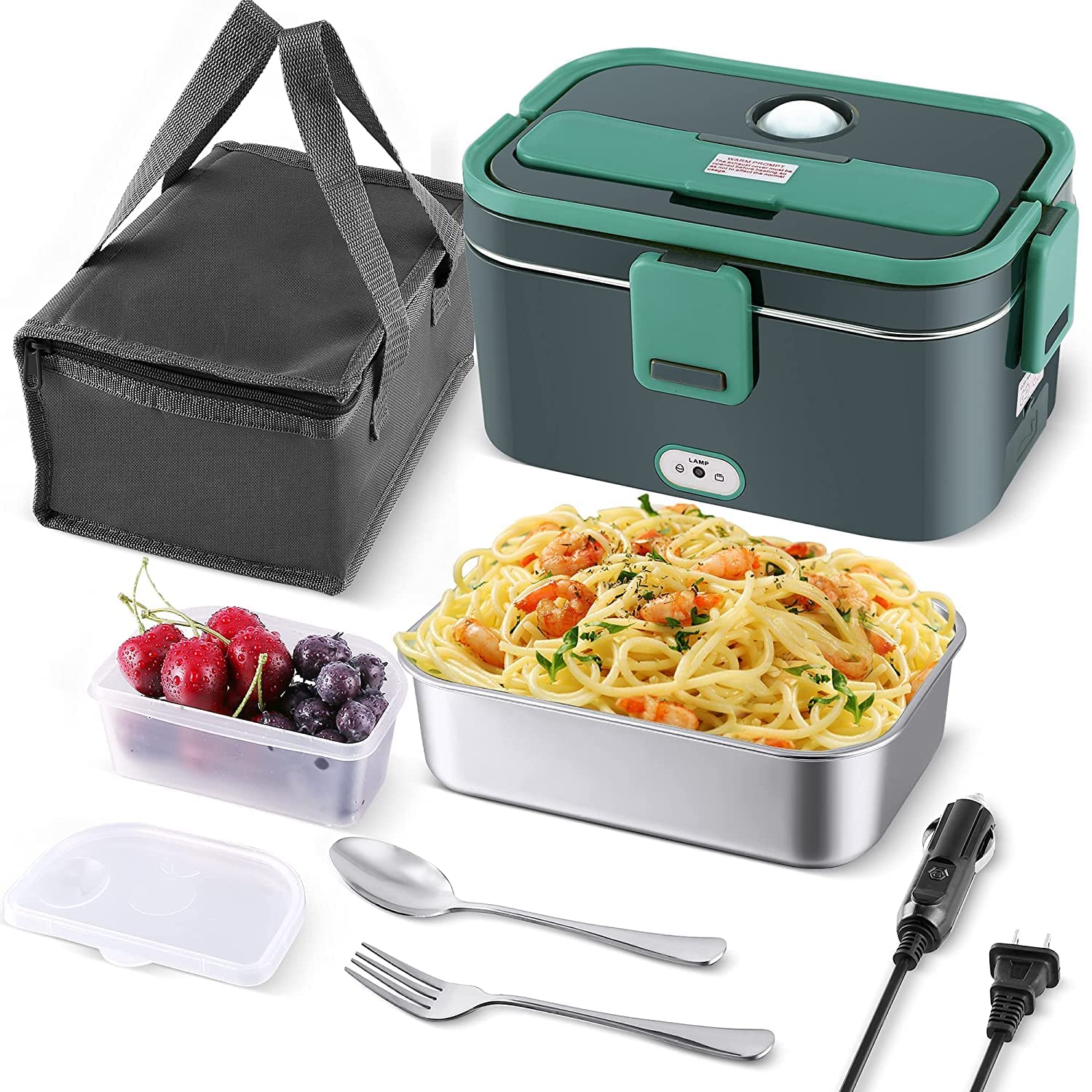 Miniatura Budth Marmita Elétrica 3 em 1 Portátil 15L com Divisórias 24 12V 110V50W Verde