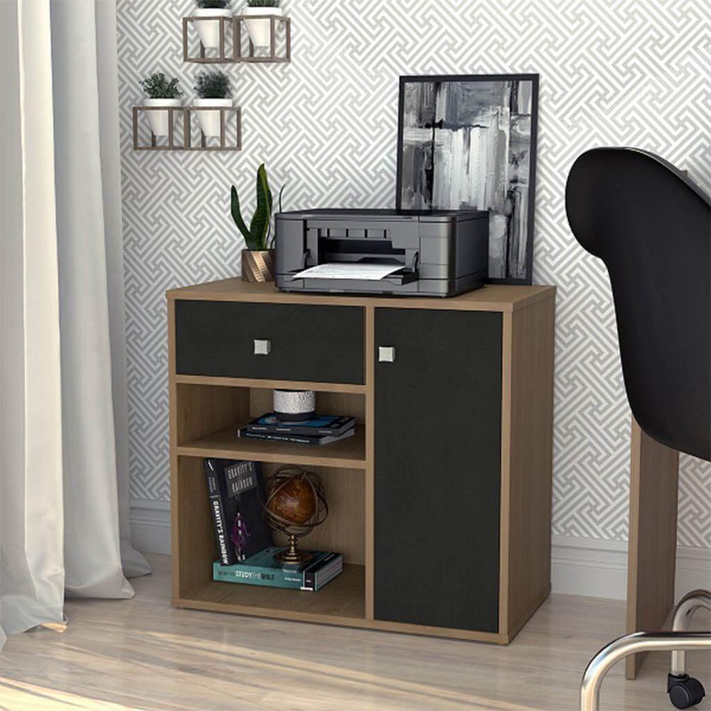 Miniatura Armário Multiuso Com Porta E Gaveta Madeirado Preto