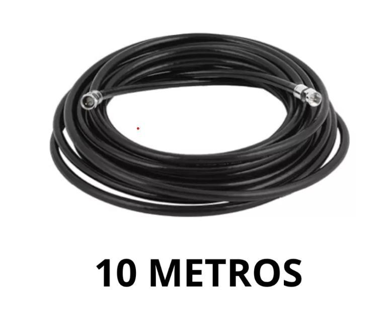 Miniatura Cabo Coaxial Rg6 Preto 10 Metros Antena Tv Montado Rgp03