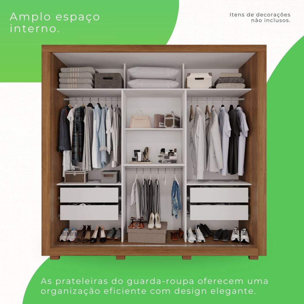 Miniatura Guarda Roupa Casal 3 Portas 4 Gavetas Costa Rica Cinamomo / Off White