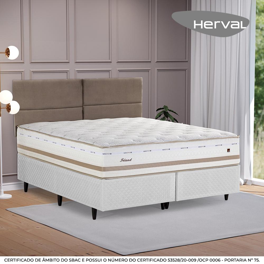 Miniatura Cama Box com Cabeceira Queen Herval Irland, de Molas Maxspring, 72x158x198 cm