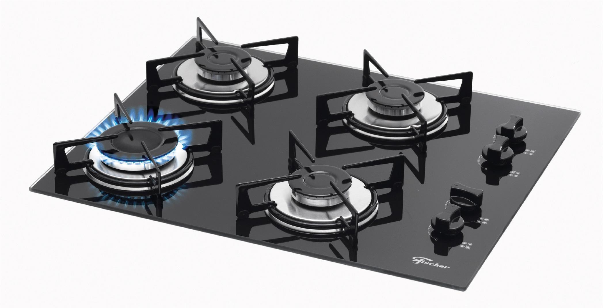 Miniatura Fogão Cooktop Fischer 4 Bocas A Gás Bivolt Preto