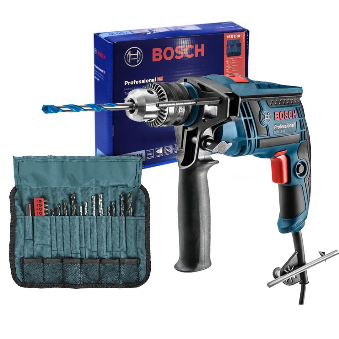Miniatura Furadeira De Impacto 650W Bosch Gsb13Re Gsb 13 + Acess Prof