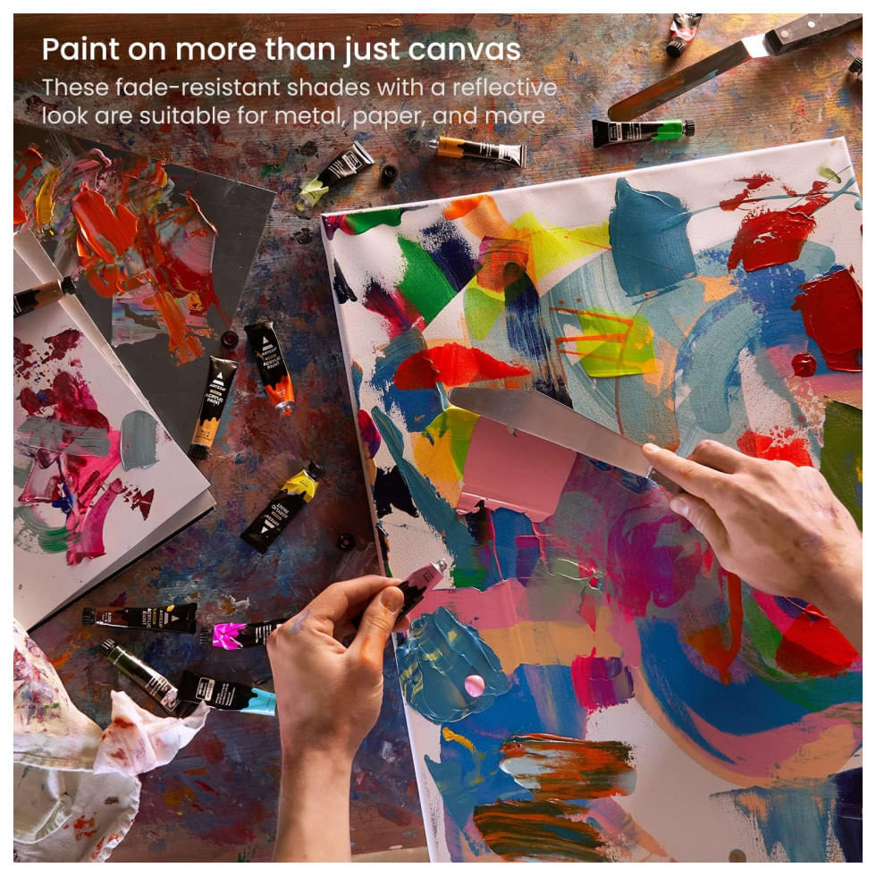 Miniatura Kit de Tinta Acrílica Profissional com Cores Essenciais, 14 Peças, ARTEZA