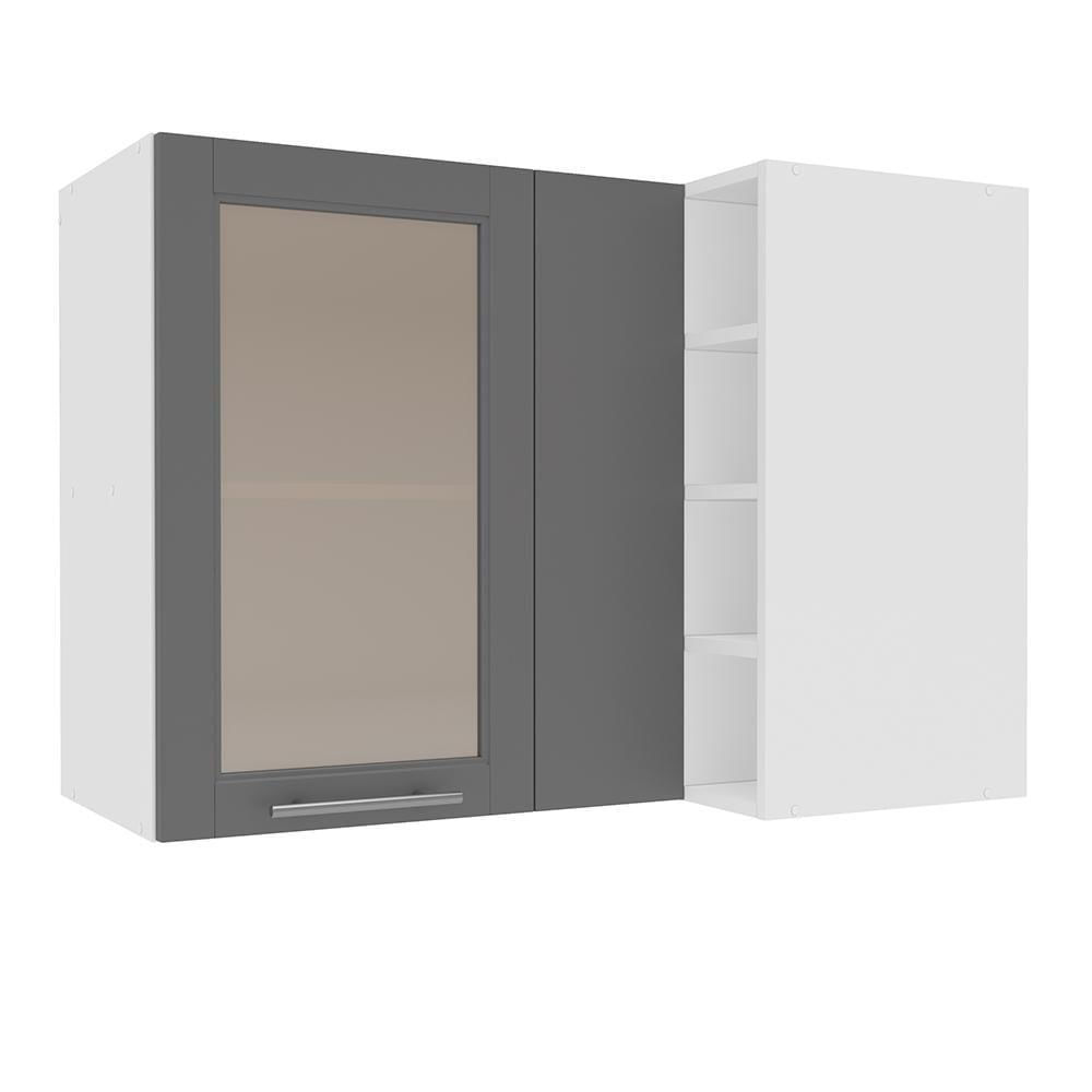 Miniatura Armário Aéreo Canto Cozinha 1 Porta De Vidro Reflecta Menu Fettuccine Kitchen Branco/Cinza