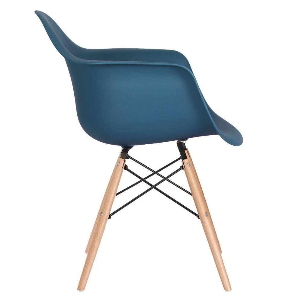 Kit 2 Cadeiras Eames Daw Com Braços + 1 Cadeiras Eiffel Dsw Azul Petróleo