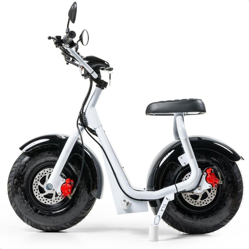 Miniatura Scooter Elétrica 1000w Tui Pop Moto Patinete Sem Cnh Branco-preto