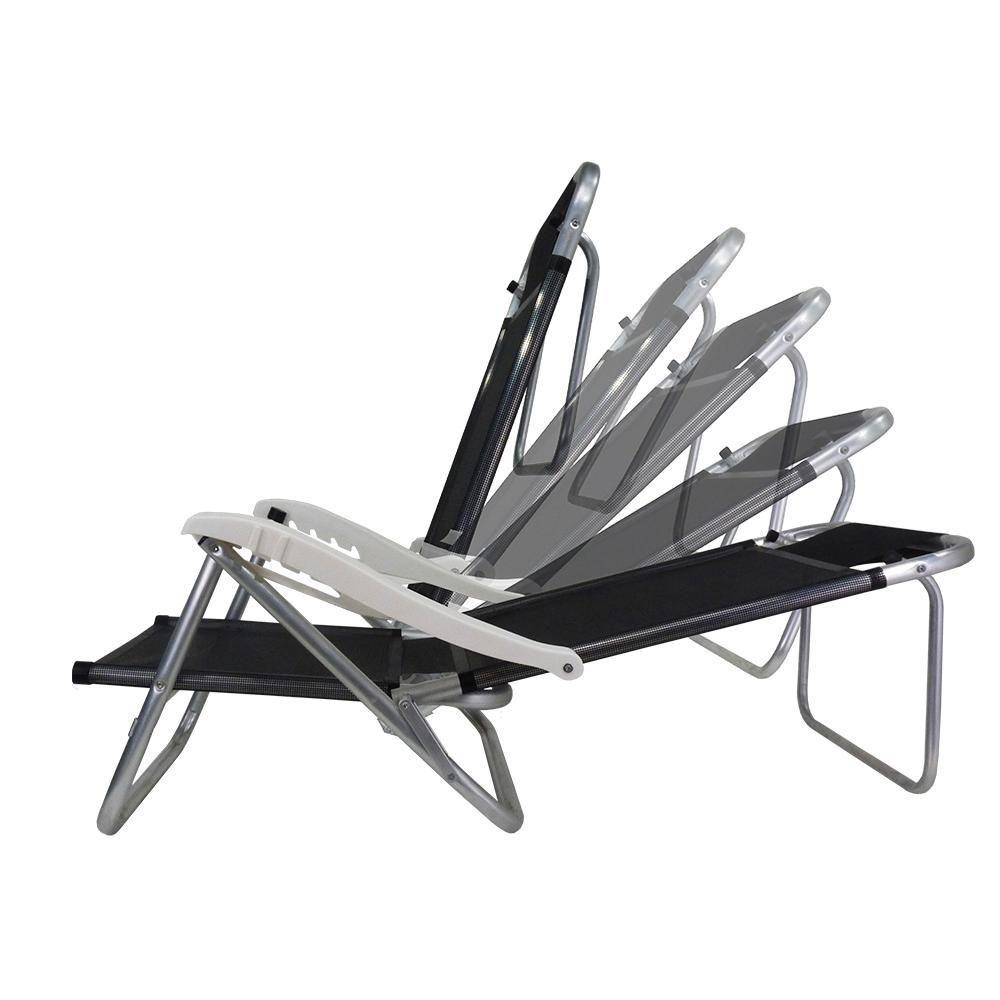 Miniatura Cadeira De Praia Alumínio 5 Posições Banho De Sol Zaka Cor:preto Preto