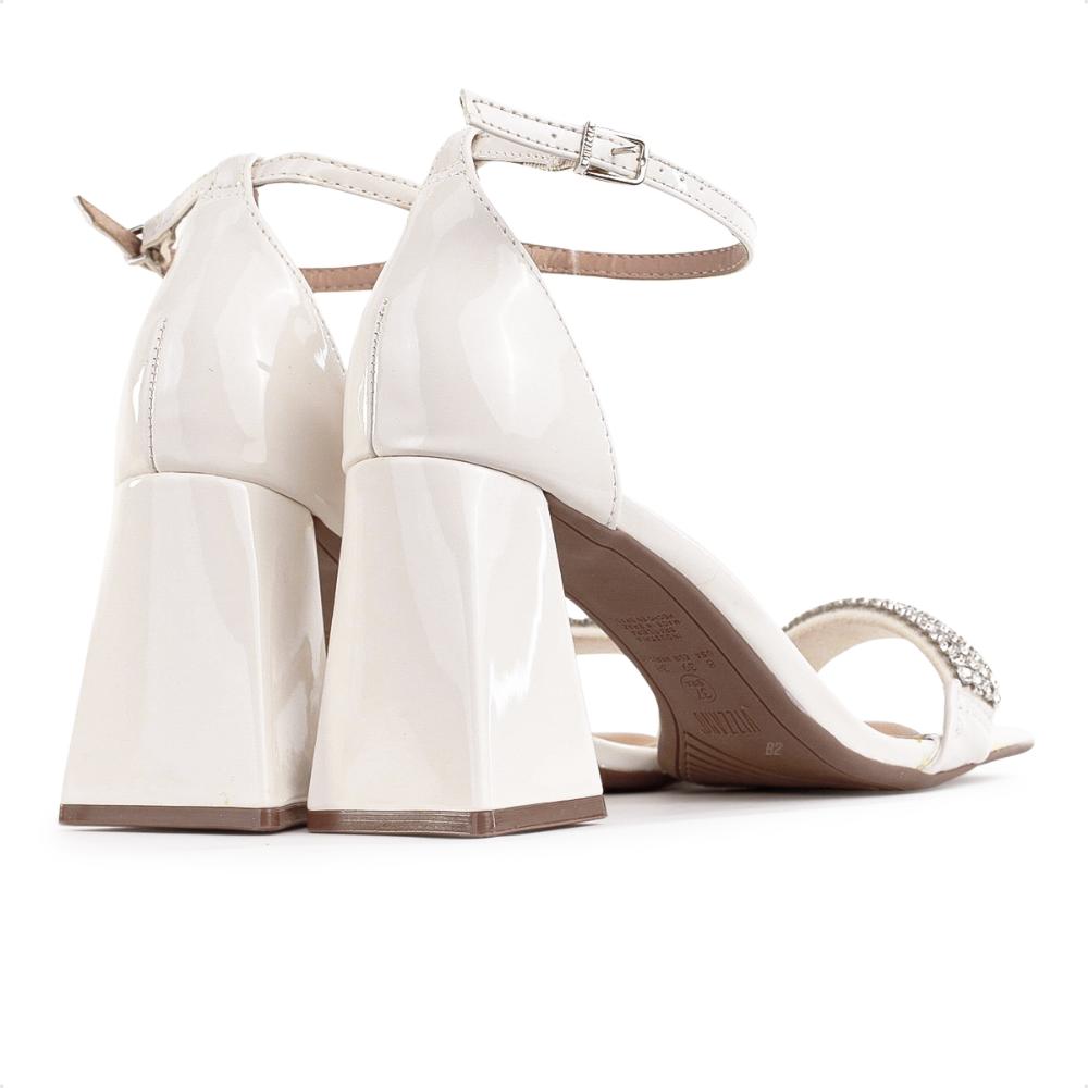 Miniatura Sandália Vizzano Salto Alto Bloco Strass Feminino Branco / Branco - 34