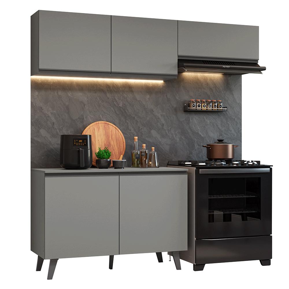 Miniatura Armário de Cozinha Compacta 200cm Cinza Nice Madesa 01 Cinza