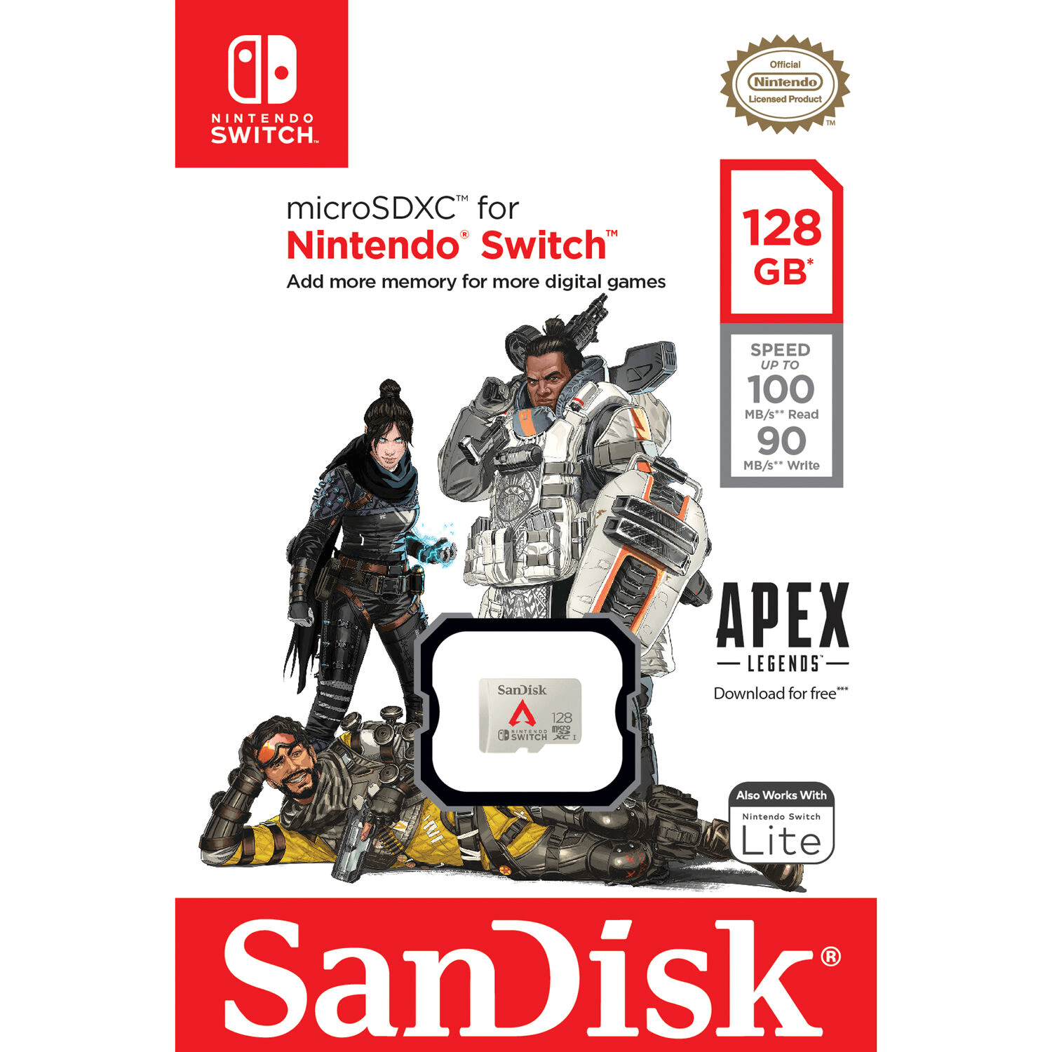 Miniatura Cartão MicroSDXC 128GB SanDisk Apex Legends 100mb/s UHS-I U3 para Nintendo Switch