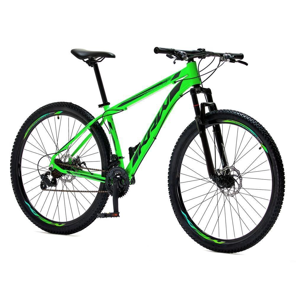 Miniatura Bicicleta Aro 29 Krw Alumínio Shimano 24 Vel Freio A Disco Suspensão S4 Verde-Preto 15.5 Verde-Preto