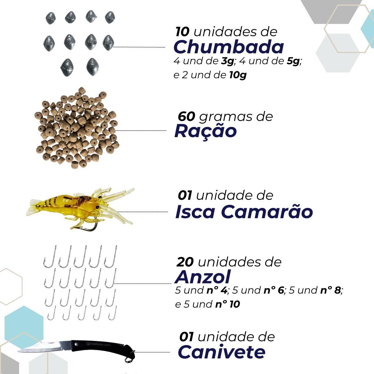 Miniatura Kit Pesca Completo 4 Varas Telescópica + 4 Molinetes + Iscas