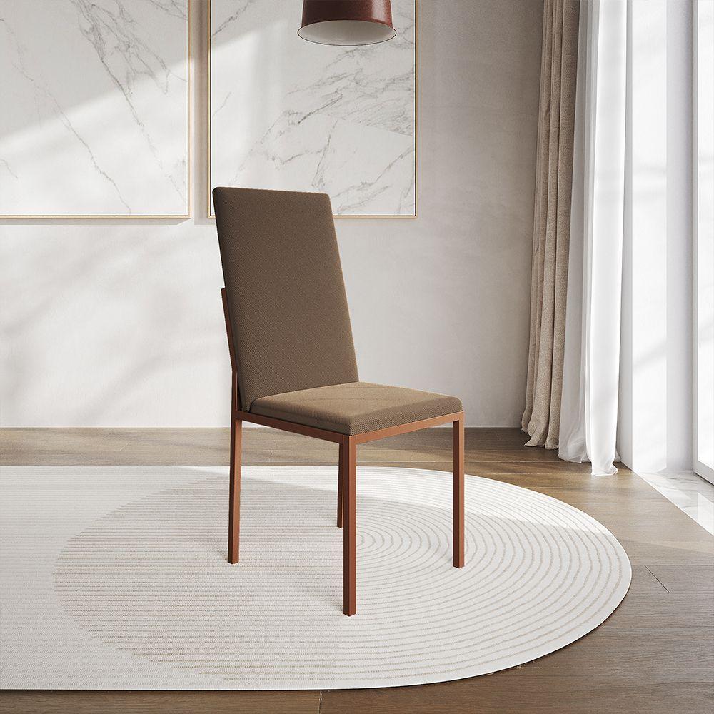 Miniatura Kit 2 Cadeiras De Jantar Estofadas Mônaco Premium Cobre E Marrom - Cor: Preto