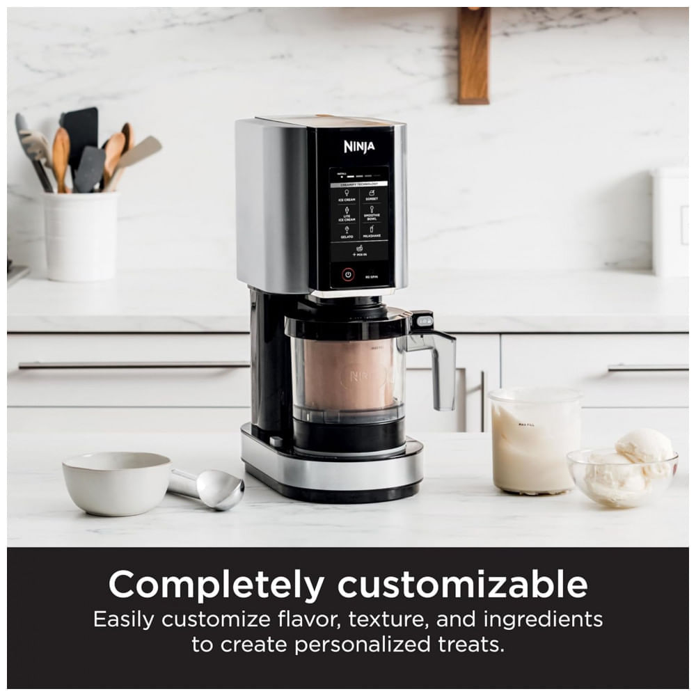 Miniatura Ninja CREAMi Ice Cream Maker para Gelato, Adicionais, Milkshakes, Sorvete, Tigelas de Smoothie, 7 Programas com um Toque, com 2 Recipientes de 500ml