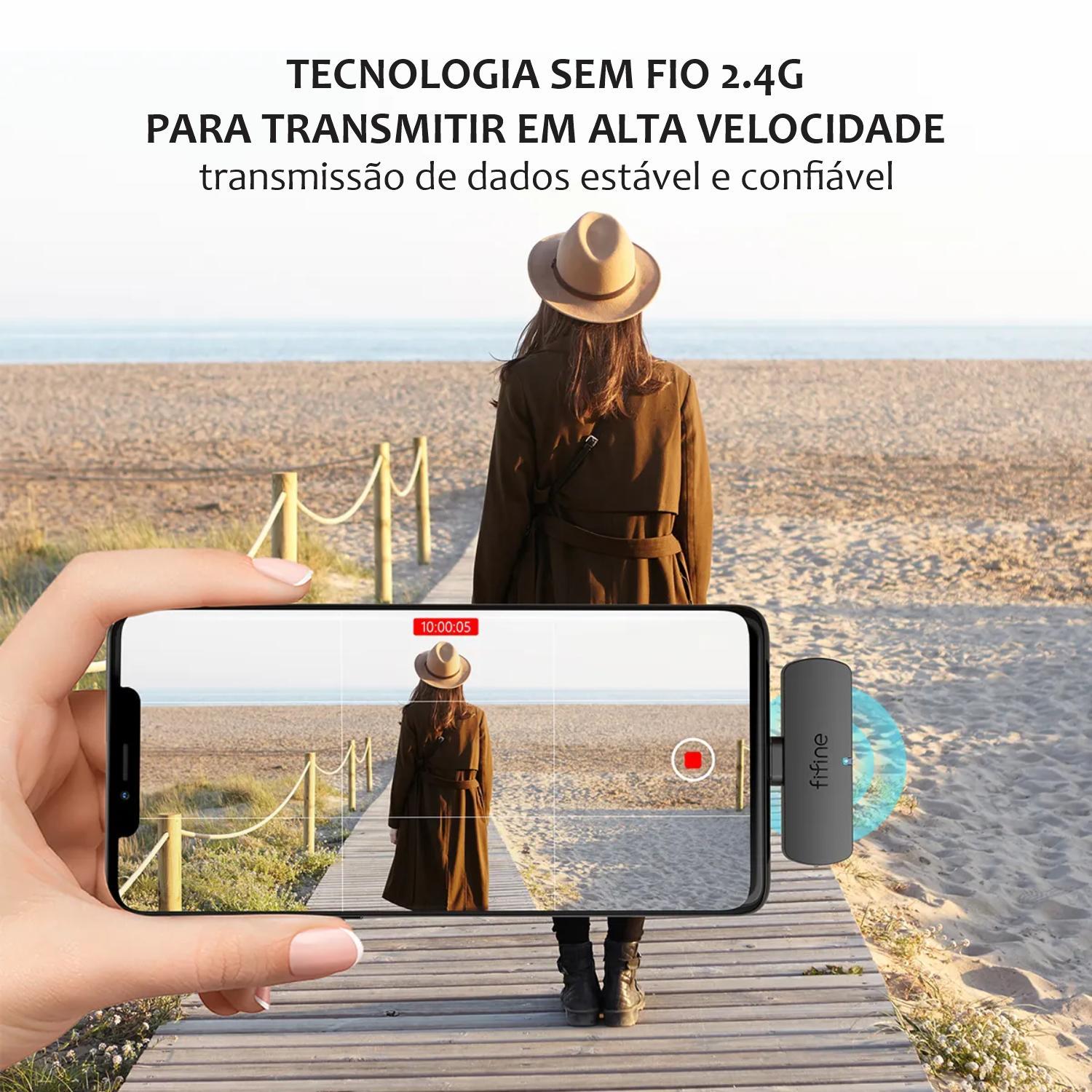 Microfone De Lapela Sem Fio Fifine M6 Para Celular Android