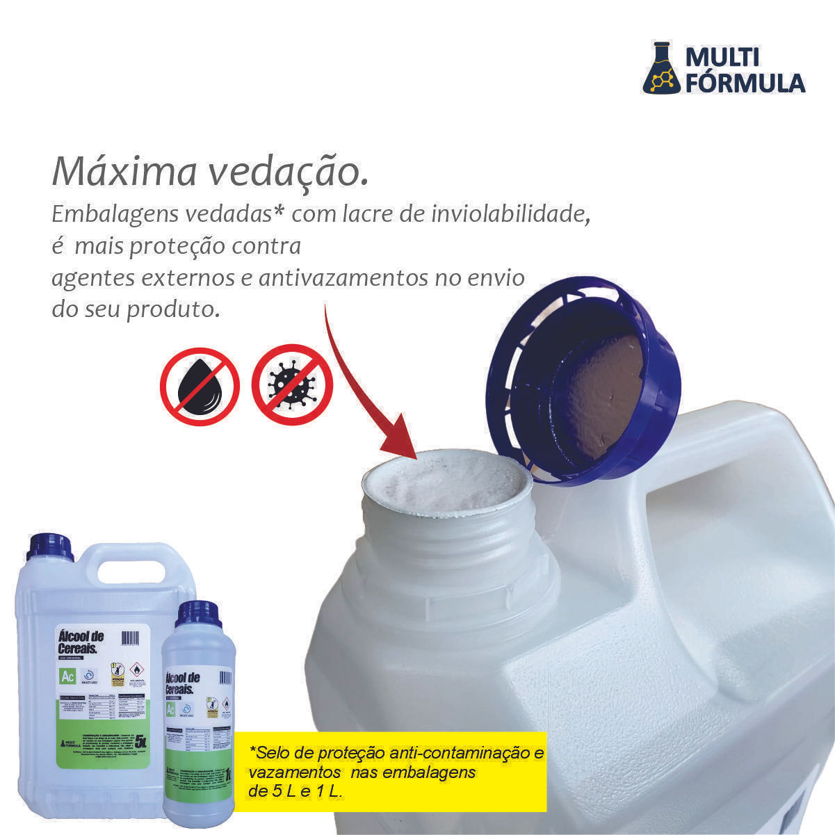 Miniatura Álcool De Cereais 96% Uso Diversos, 5 Litros.