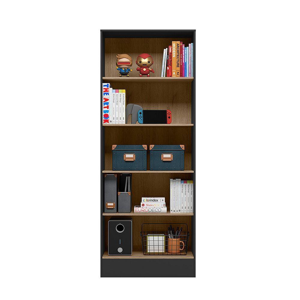 Miniatura Armário Qmovi Gamer 2 Prateleiras Preto Fosco/carvalho