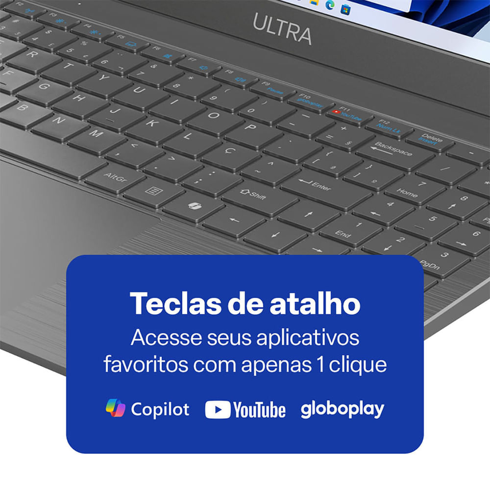 Miniatura Notebook Windows 11 Home Tela 15.6 Pol. FHD Pentium Gold 6500Y 4GB 128GB e MMC Ultra UB365 Cinza