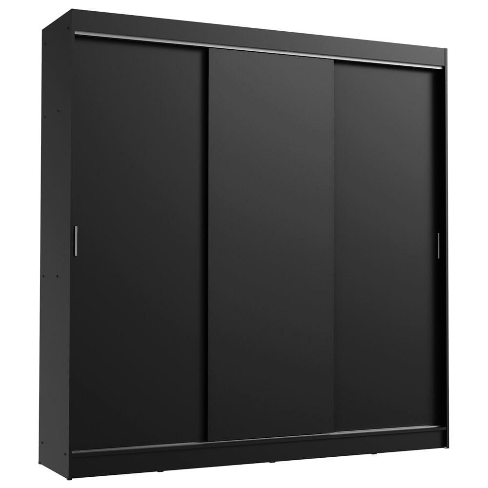 Miniatura Guarda-Roupa Casal Madesa Kansas 3 Portas de Correr 3 Gavetas Preto