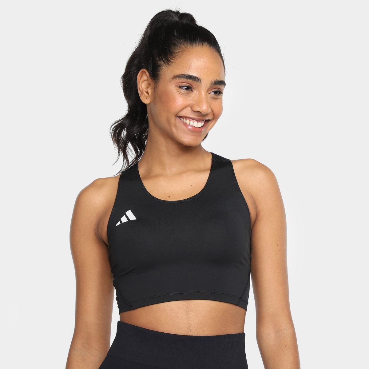 Miniatura Top Cropped Adidas Adizero Feminino Preto - G