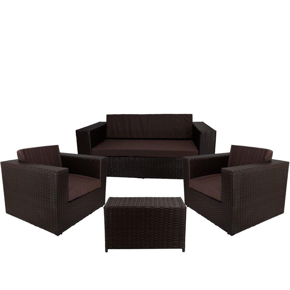 Miniatura Kit De Poltronas E Mesa Marrom Tabaco Classe A