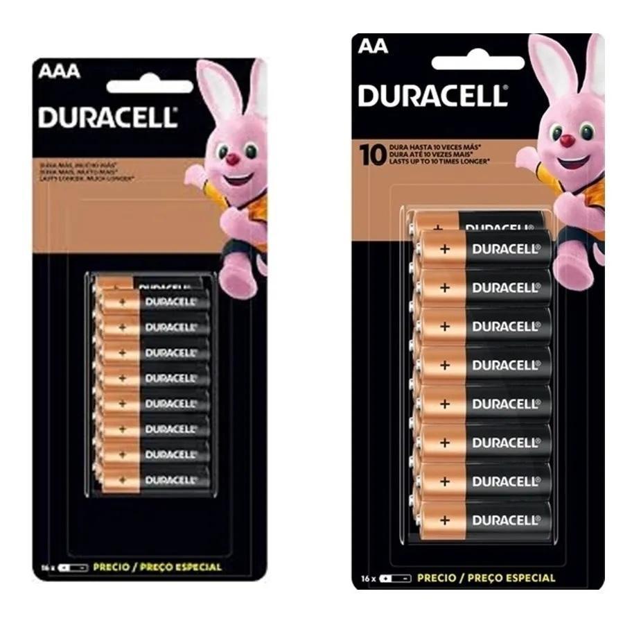 Miniatura Kit Pilha Duracell Alcalina Aa 16 + Aaa16 + 10 Bateria Elgin
