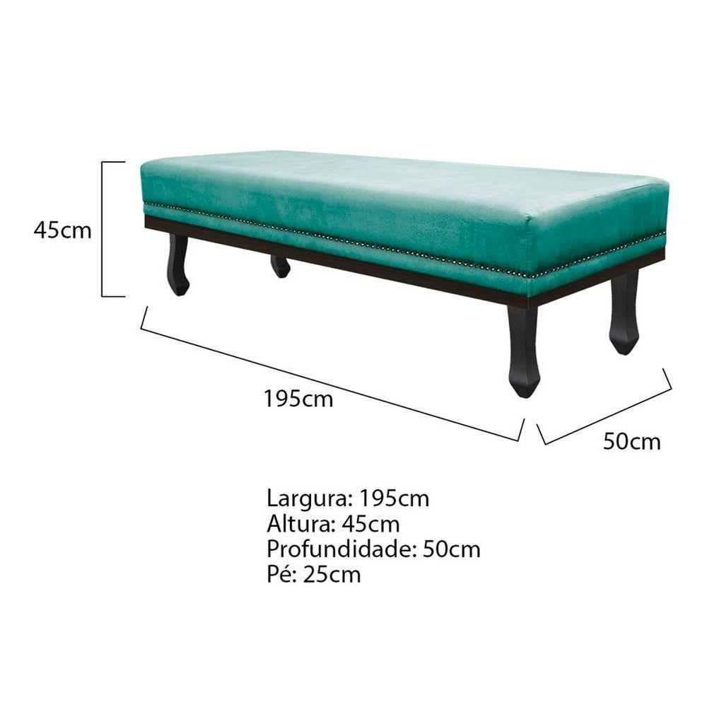 Miniatura Kit Cabeceira E Calçadeira King P02 195cm Azul Tiffany