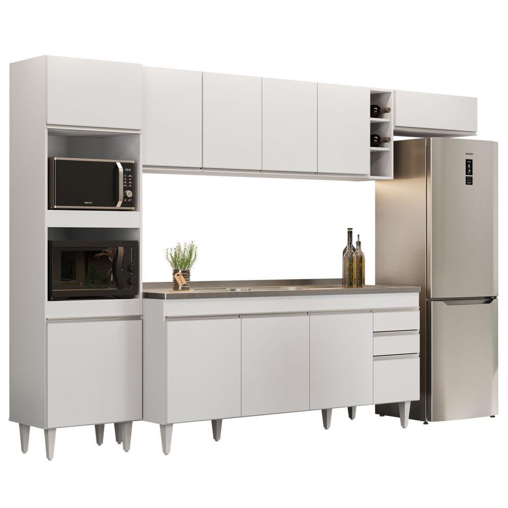 Miniatura Armário De Cozinha Modulada 5 Peças Cp18 Com Pia Inox Branco - Lumil