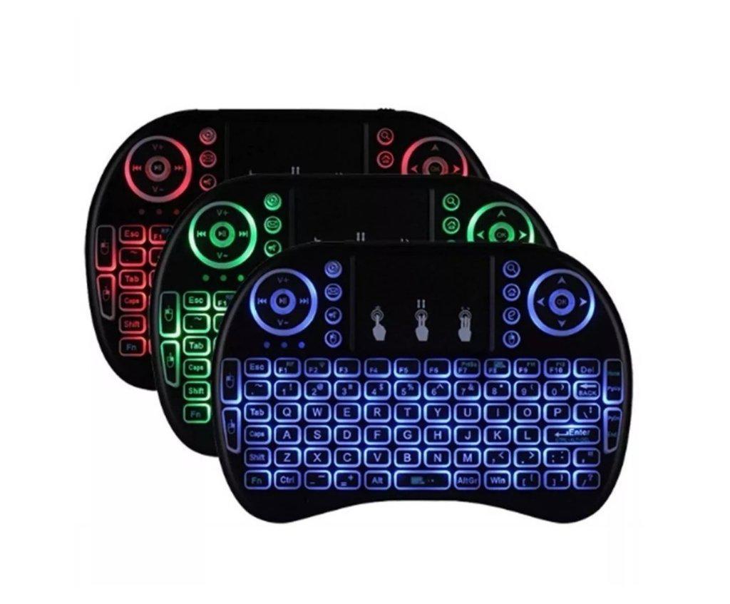 Miniatura Mini Teclado Wireless Touch Pad Pc Android Tv Smart Com Led