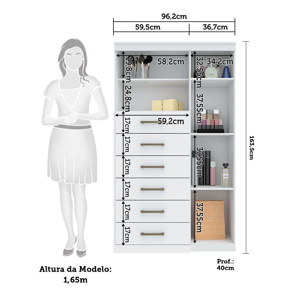Miniatura Cômoda Multiuso 1 Porta 6 Gavetas Com Espelho Marabá Santos Andirá Branco