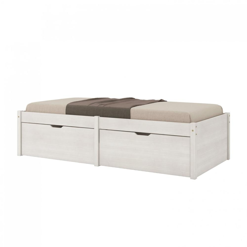 Miniatura Cama Solteiro 2 Gavetas Madeira Maciça Beauty Inter Link Branco Lavado