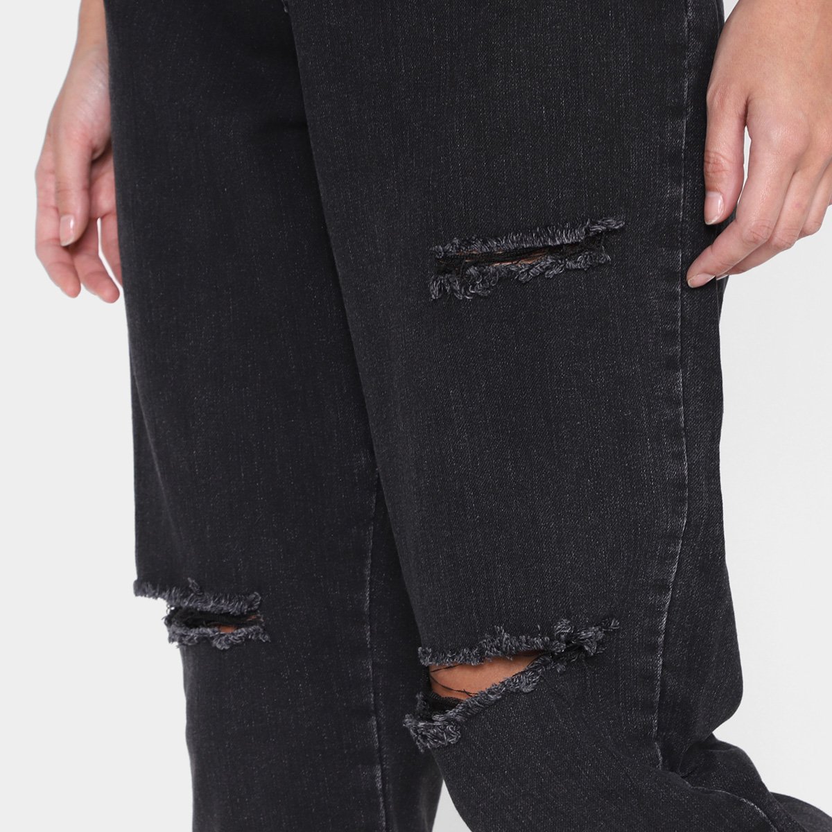 Miniatura Calça Jeans Sawary Slouchy Elastano Feminina Preto - 34