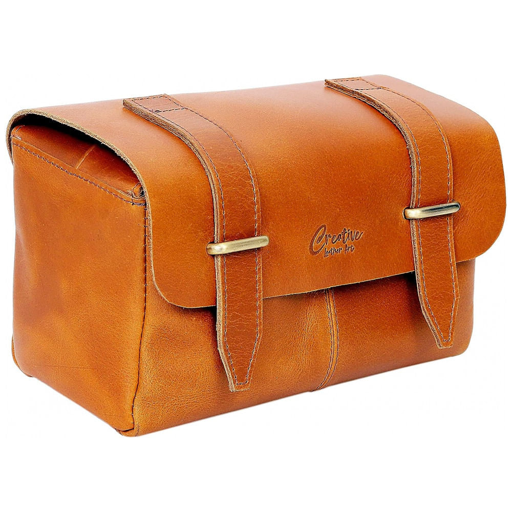Miniatura Necessaire Masculina de Couro, CREATIVE LEATHER ART, Marrom Claro