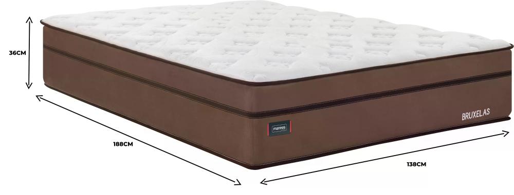 Miniatura Colchão Casal Molas Bonnel 138x188x36cm Bruxelas Mannes Branco/Marrom